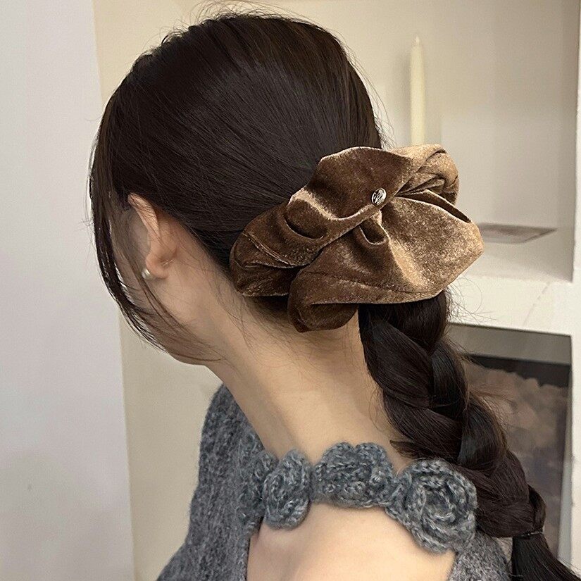 ヘアアクセサリー｜レトロ・レディース・ファッション・ベルベット・ルーズ・低いポニーテール|undefined