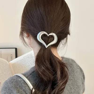 ヘアアクセサリー｜韓国風・エレガント・ハート・スプリングクリップ・サイド・メタル・新作・ヘアピン