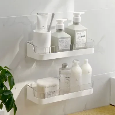 バスルーム収納ラック｜壁掛け式・穴あけ不要・洗面台用・トイレ収納・キッチン調味料ラック・便利・スッキリ整理