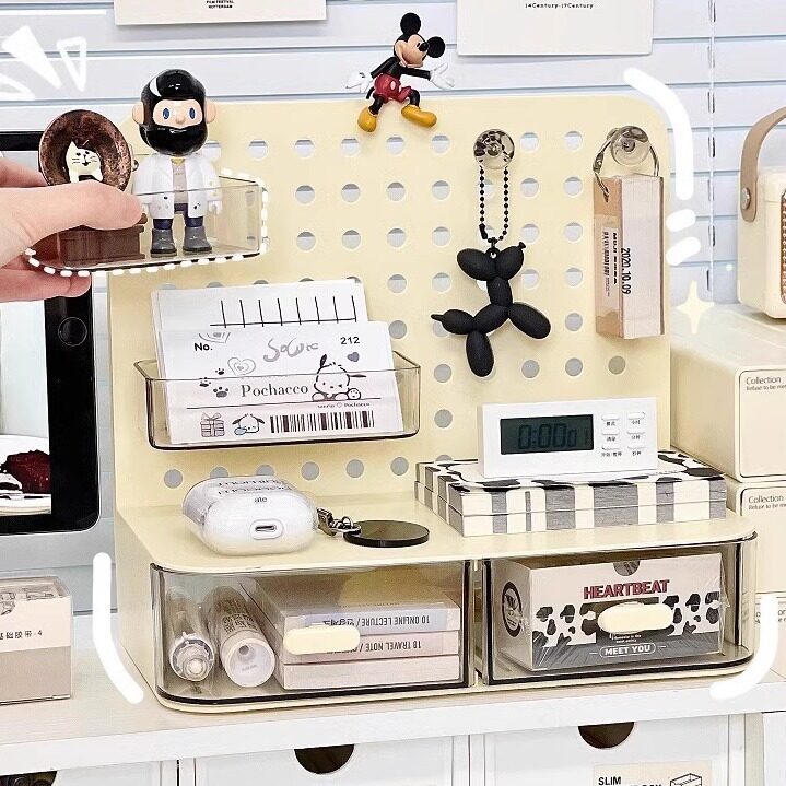 パーテーション｜インテリアパネル・穴あきボード・シンプル・文房具整理・置物ラック・収納用・デスク用・化粧品収納・ペン立て|undefined