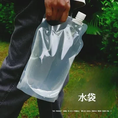 水袋｜【2個】アウトドア・キャンプ用・2L・折りたたみ・透明・飲料用・折りたたみ式・水筒