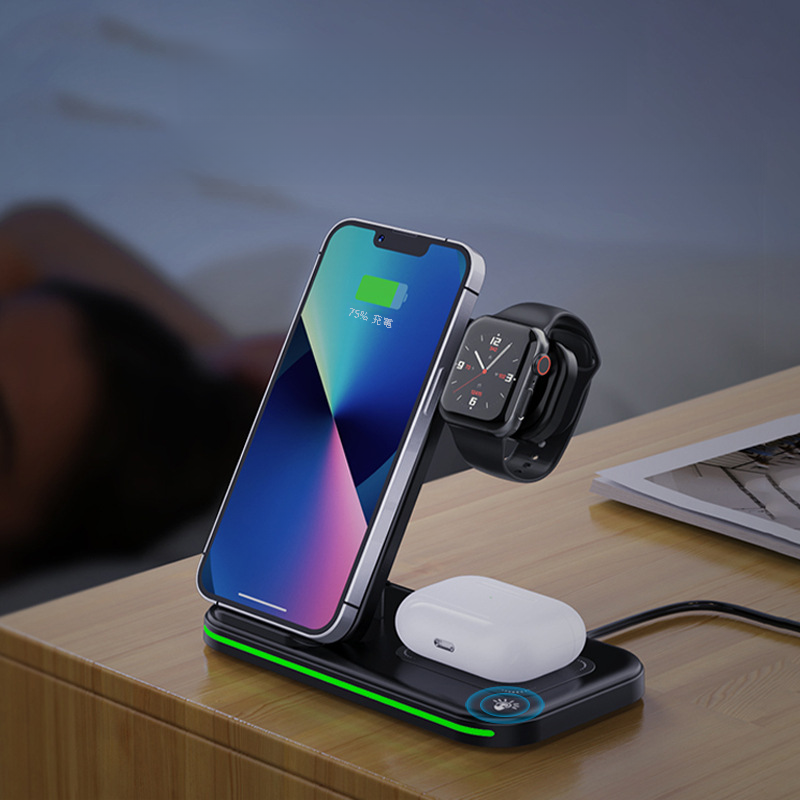 ワイヤレス充電器｜3in1多機能スタンド・折りたたみ式・iPhone対応・スマートフォン・イヤフォン・時計・急速充電|undefined