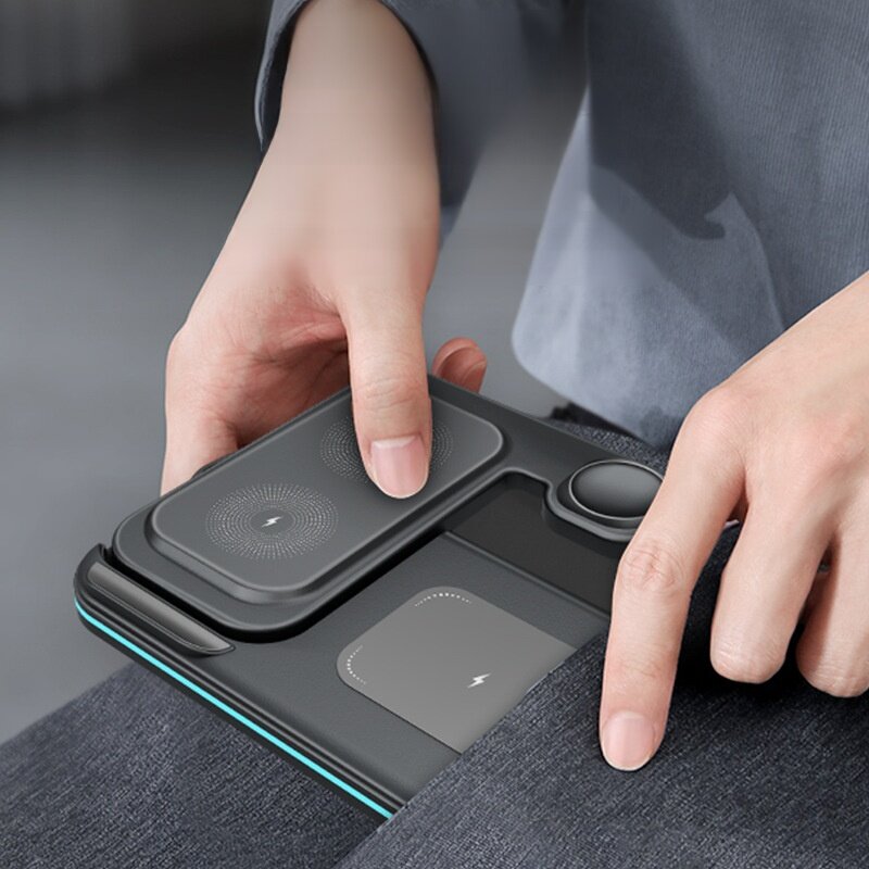 ワイヤレス充電器｜3in1多機能スタンド・折りたたみ式・iPhone対応・スマートフォン・イヤフォン・時計・急速充電|undefined
