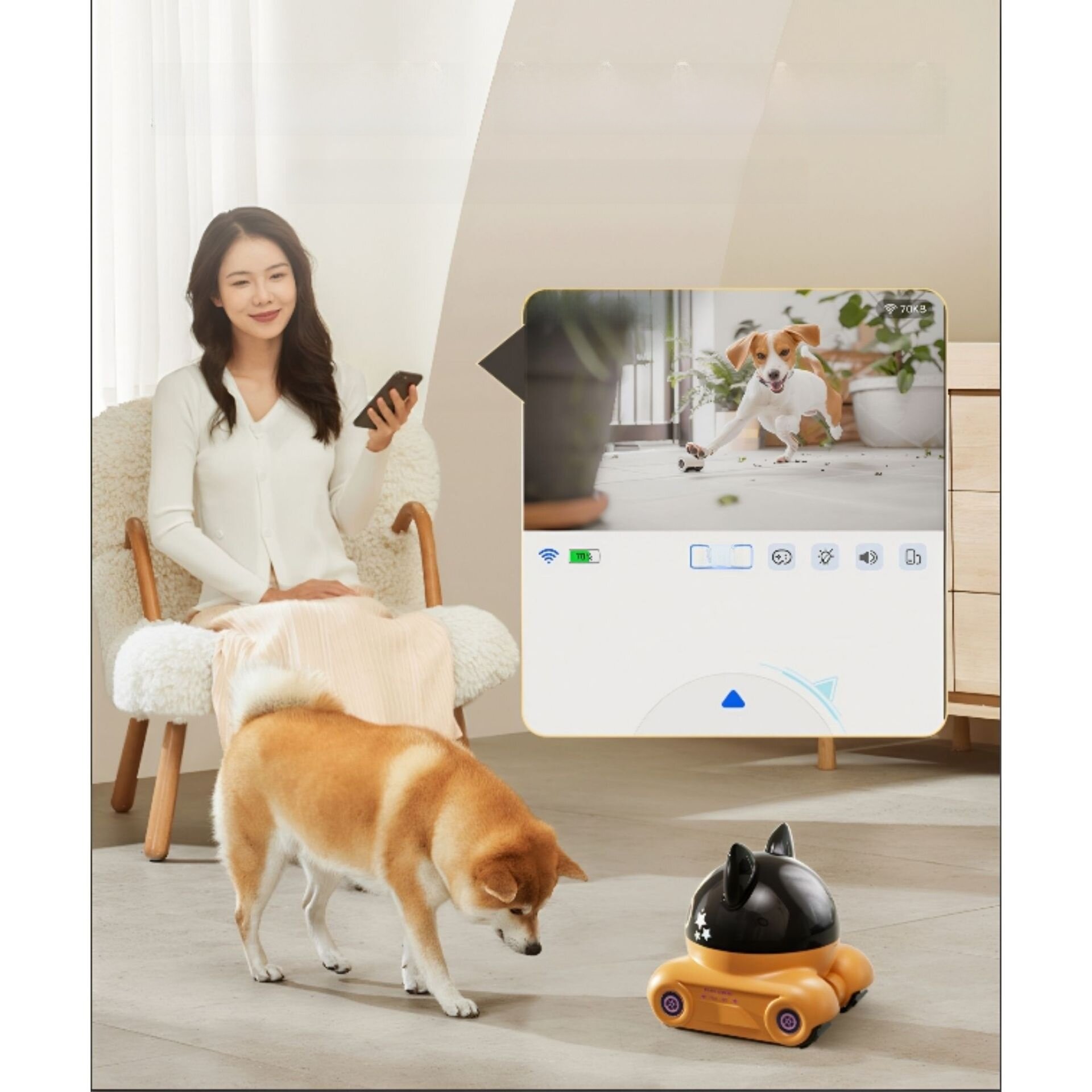 可動式カメラ|ワイヤレスWiFi・ペット監視・家庭用・AI・スマートフォン対応・ペット用モニター・楽しい|undefined