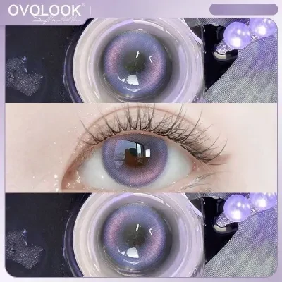 OVOLOOKカラコン｜2枚入り・コンタクトレンズ・紫色・新作・半年使用・直径・近視用・度あり・度なし