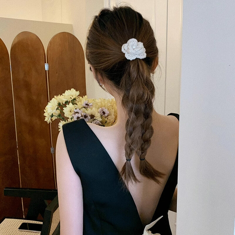 ヘアゴム｜ニット・可愛い・カジュアル・パール・ヘアアクセサリー|undefined