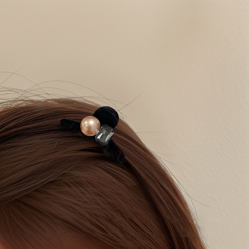ヘアアクセサリー｜ベルベット・秋冬・ブラック・パール・スワロフスキー・ミニ・ヘアクリップ・バンスクリップ|undefined