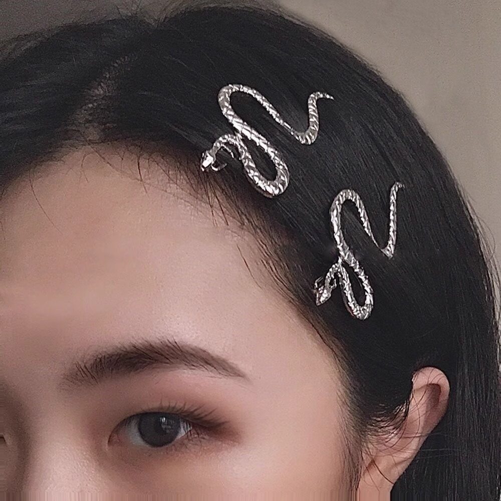 ヘアアクセサリー｜ダークスタイル・クール・シルバー・ヘビ型・バンスクリップ・サイド・ヘアピン|undefined