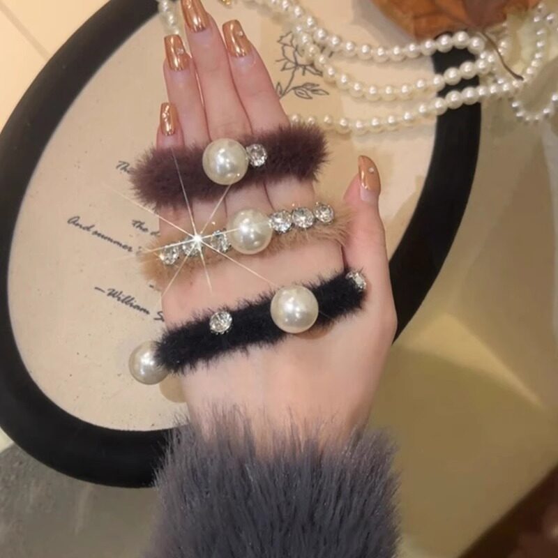 ヘアアクセサリー｜ビンテージ・パール・スワロフスキー・ファー・高弾力・ヘアゴム・ヘアバンド|undefined