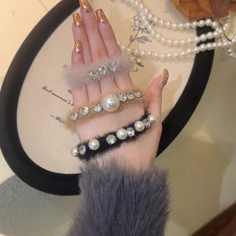 ヘアアクセサリー｜ビンテージ・パール・スワロフスキー・ファー・高弾力・ヘアゴム・ヘアバンド|undefined