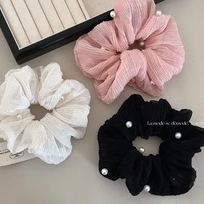 ヘアアクセサリー｜シュシュ・ストライプ・レトロ・ポニーテール・可愛い