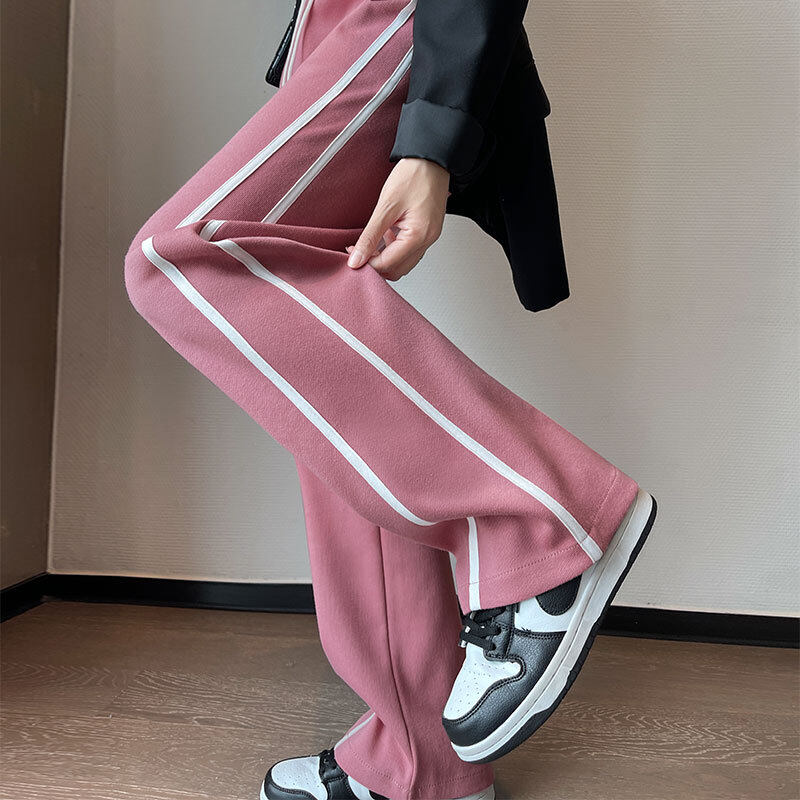 スポーツパンツ｜ハイウエスト・スリム・春秋用・カジュアル・ハートワッペン・ドローストリング・ワイドパンツ|undefined