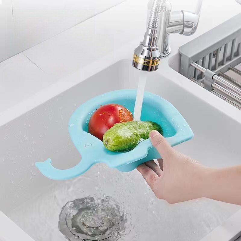 水切りバスケット｜キッチン用・象デザイン・プラスチック製・乾湿分離・収納ラック・水槽用・野菜洗い用・フィルターラック|undefined