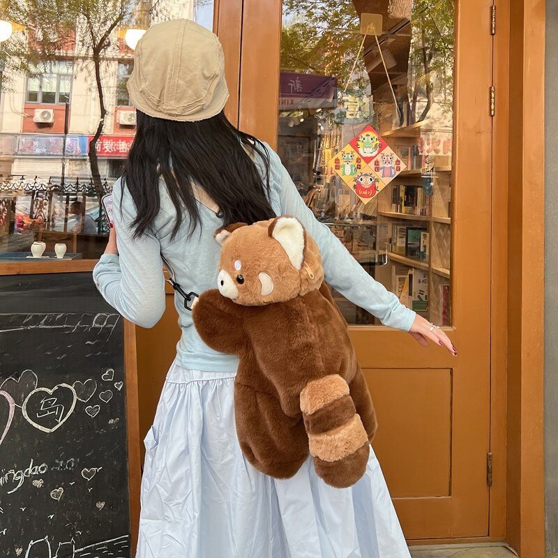 リュック｜レッサーパンダぬいぐるみ・ショルダーバッグ・2024年新作・個性的・リュックサック・かわいい・ふわふわ|undefined
