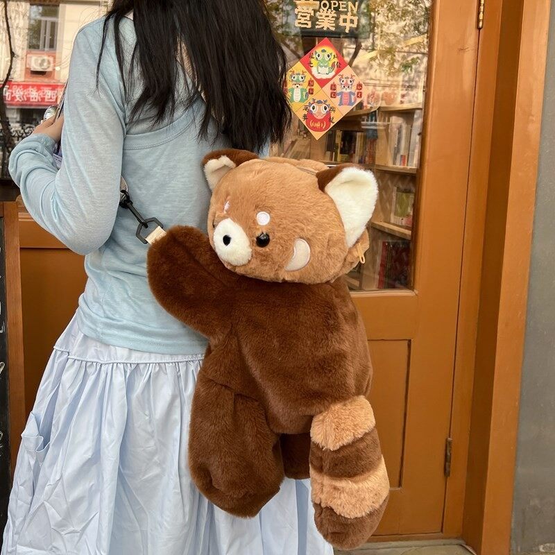 リュック｜レッサーパンダぬいぐるみ・ショルダーバッグ・2024年新作・個性的・リュックサック・かわいい・ふわふわ|undefined