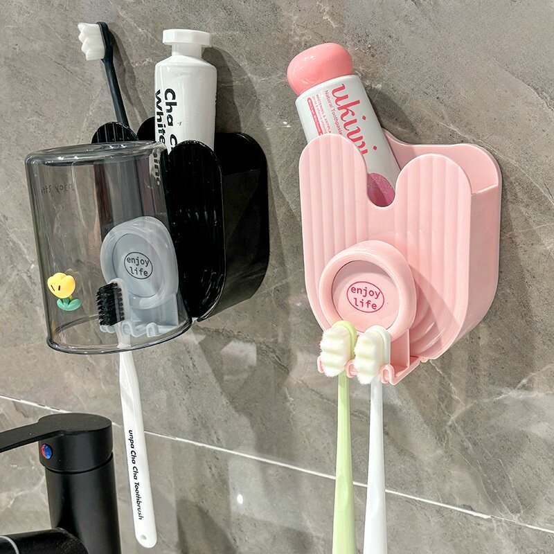 歯ブラシスタンド｜ 電動歯ブラシ用・うがいカップ・収納ラック・穴あけ不要・壁掛け式・バスルーム用・歯磨き用・便利な収納|undefined