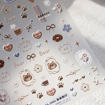 ネイルステッカー｜ネイルシール・クマ・リボン・ハート・カートゥーン・かわいい・秋