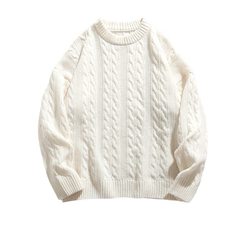 セーター｜無地・ケーブル編み・クルーネック・秋・カップル向け・ゆったり・ニットトップス|undefined