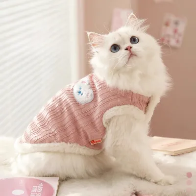 猫服｜毛が抜けにくい・ペット・かわいい・保温・ベスト・ピンク系