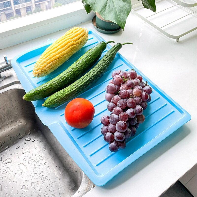 水切りトレイ｜多機能・大サイズ・キッチン・果物・野菜・プラスチック・長方形・皿・箸・食器・水切りラック|undefined