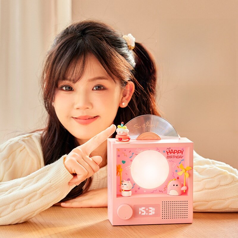 2025新発売CDプレーヤースピーカー｜デスクトップ飾り・レコード・雰囲気照明・ナイトライト・時計・ギフト・かわいい・クロック・雰囲気ライト|undefined