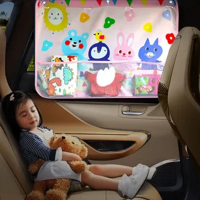 カーサンシェード・子供用・UVカット・断熱｜かわいい・キャラクター・後部座席・サイドウィンドウ・赤ちゃん用・遮光ネット付き・車載カーテン