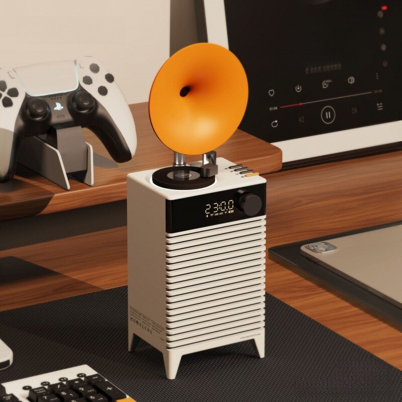 【Art Deco】Bluetoothスピーカー｜モダン・デスクトップ・レトロ時計・ミニ・ポータブル・多機能・カードスロット付き|undefined