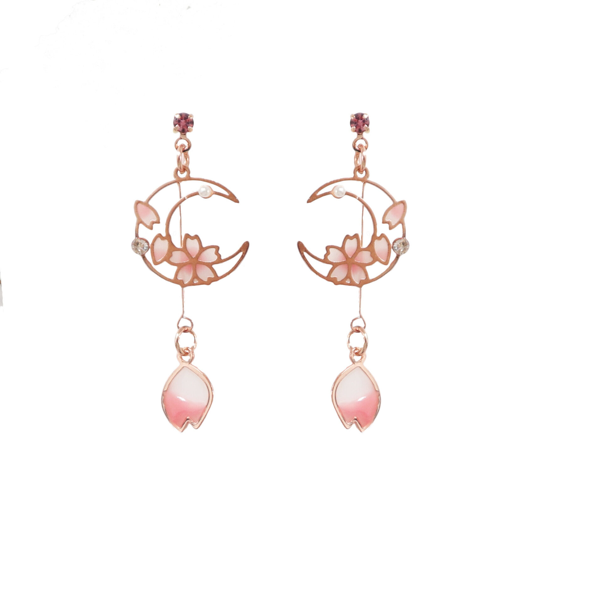 ピアス｜アクセサリー・イヤリング・月・桜・花びら・S925シルバー・ノンホールピアス|undefined