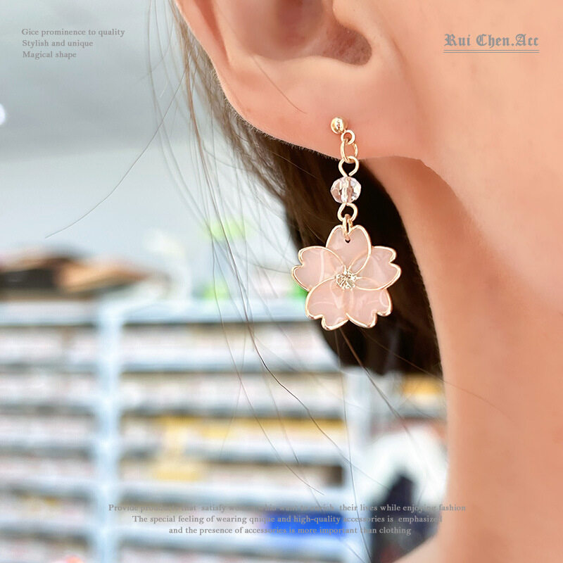イヤリング｜アクセサリー・花モチーフ・ピアス・エナメル・桜・S925シルバー・ノンホール・クリップタイプ|undefined