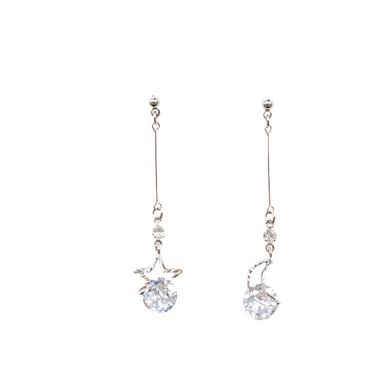 ピアス｜アクセサリー・イヤリング・クリップ・星・月・アシンメトリー・フリンジ・S925シルバー|undefined