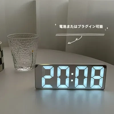 LEDアラームクロック｜静音・スマートミラー・デジタル・デスクトップ時計・学生向け・電子時計・インテリア風