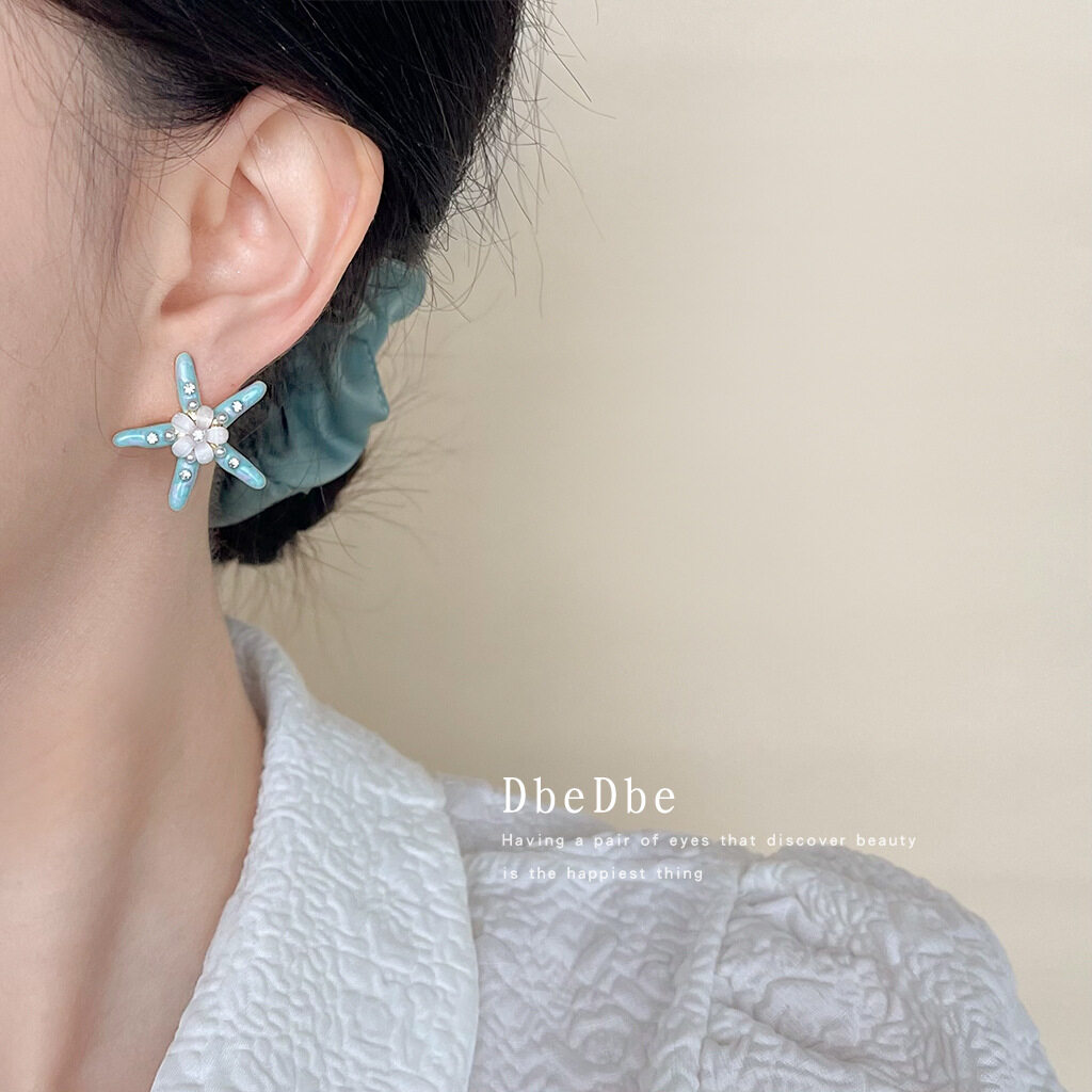 イヤリング｜リゾート風・フレッシュ・ヒトデ・エナメル・ドロップ・花デザイン・ノーピアス|undefined