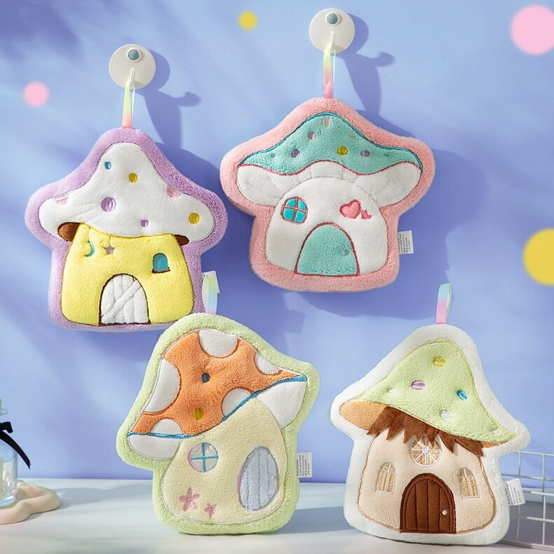 手拭きタオル｜コーラルフリース・柔らかい・吸水性抜群・かわいい・夢のきのこハウス・家庭用・トイレ用|undefined