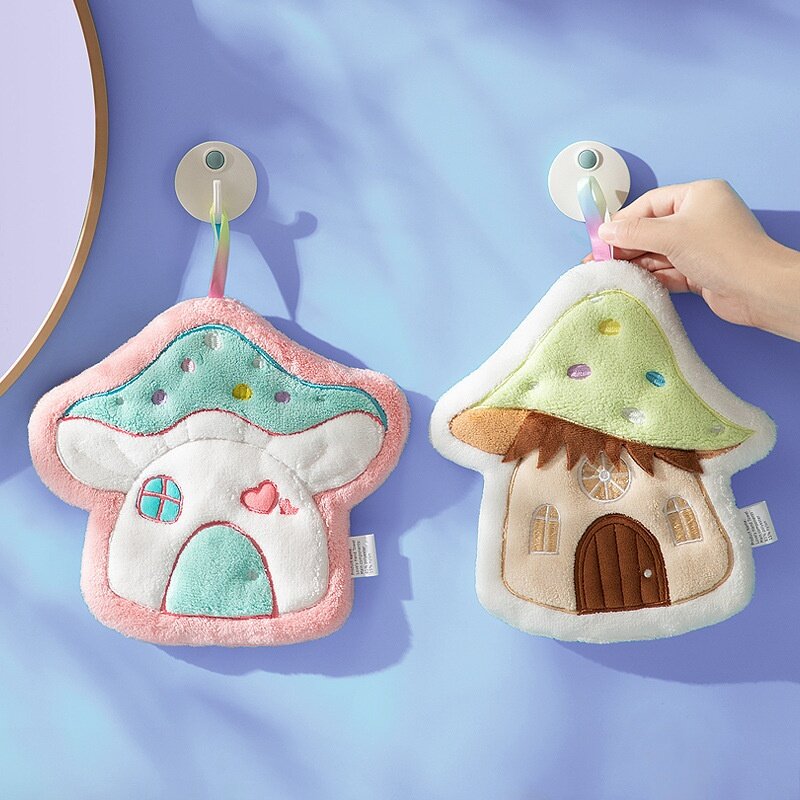 手拭きタオル｜コーラルフリース・柔らかい・吸水性抜群・かわいい・夢のきのこハウス・家庭用・トイレ用|undefined