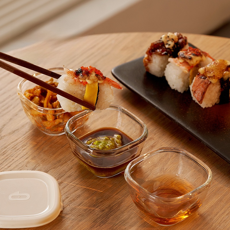 ソース皿｜ガラス・ディップ皿・家庭用・蓋付き・わさび・醤油・酢・漬物・和食|undefined