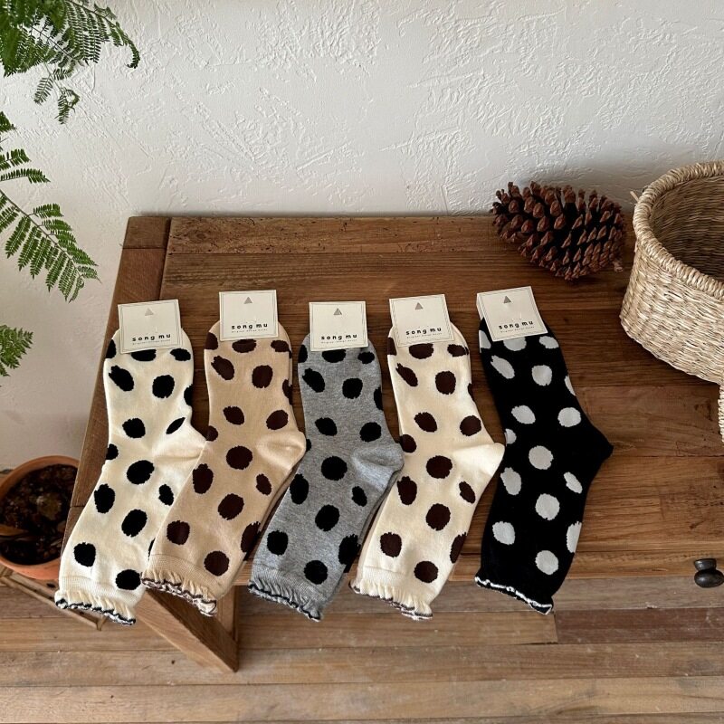 ソックス｜不規則・ドット・春秋用・ルーズ・ミディ・フリル・レディース・ファッション|undefined