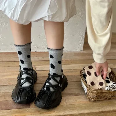 ようのライブ厳選 ソックス｜不規則・ドット・春秋用・ルーズ・ミディ・フリル・レディース・ファッション