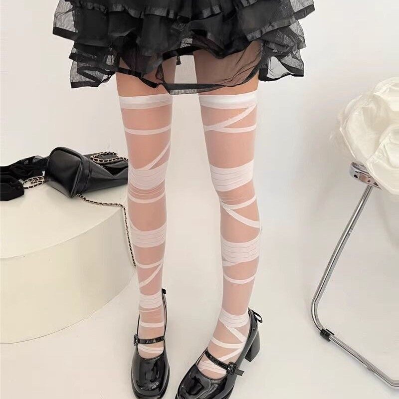 ニーソックス｜ロリータ・バンド・薄手・Y2K・JK・レッグウォーマー・可愛い・レディース・ファッション・カジュアル|undefined