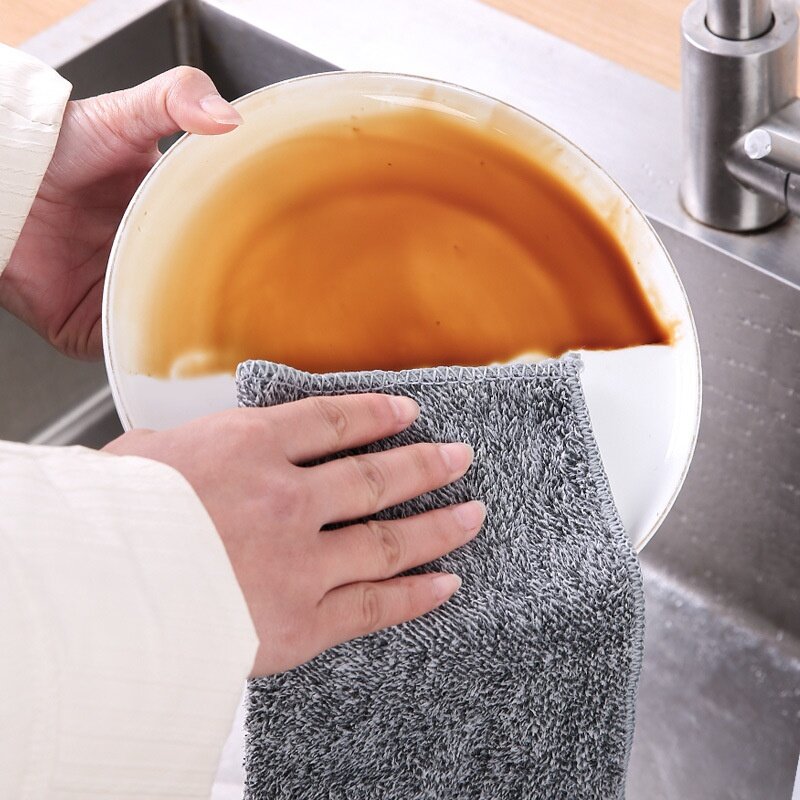 【5枚入り】雑巾｜厚手・竹炭繊維・食器洗い用・油汚れ防止・毛抜けない・吸水・キッチン用|undefined