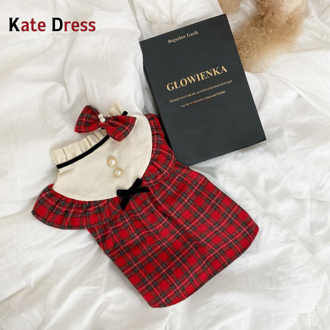 ペット服｜レッドチェック・プリンセススカート・立ち襟・ペット用・クリスマス・おしゃれ・かわいい|undefined