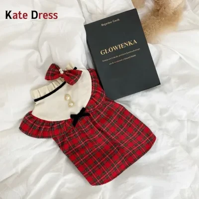 Tapiru ペット服｜レッドチェック・プリンセススカート・立ち襟・ペット用・クリスマス・おしゃれ・かわいい