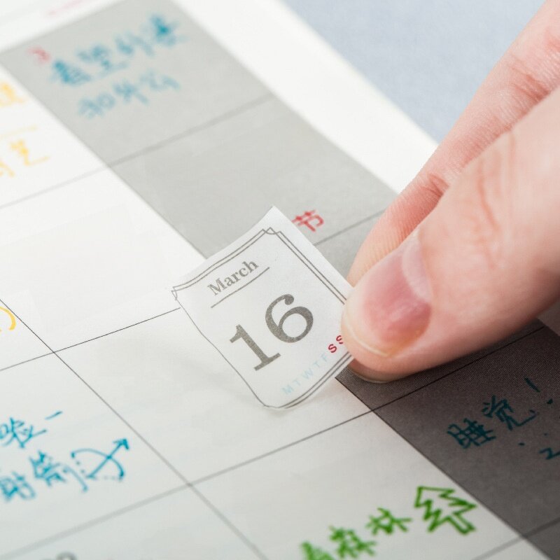 万年カレンダー｜365日・日付シール・手帳・ノート・デコレーション・ステッカー・不乾燥・カレンダー素材・12枚入り|undefined