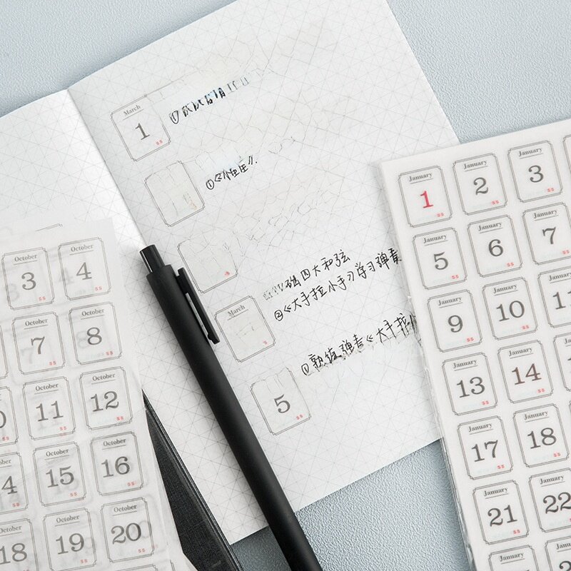 万年カレンダー｜365日・日付シール・手帳・ノート・デコレーション・ステッカー・不乾燥・カレンダー素材・12枚入り|undefined