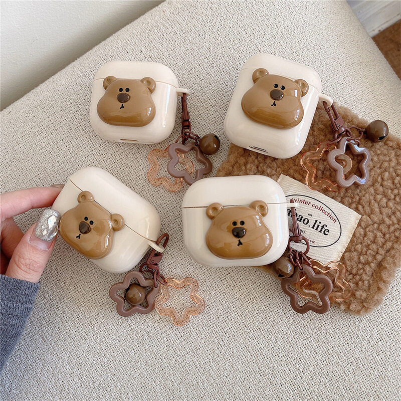 イヤフォンケース｜ハンドメイド・五角星・鈴・シリコン製・適用・AirPods Pro・AirPods 3・AirPods 4・かわいい・小熊デザイン|undefined