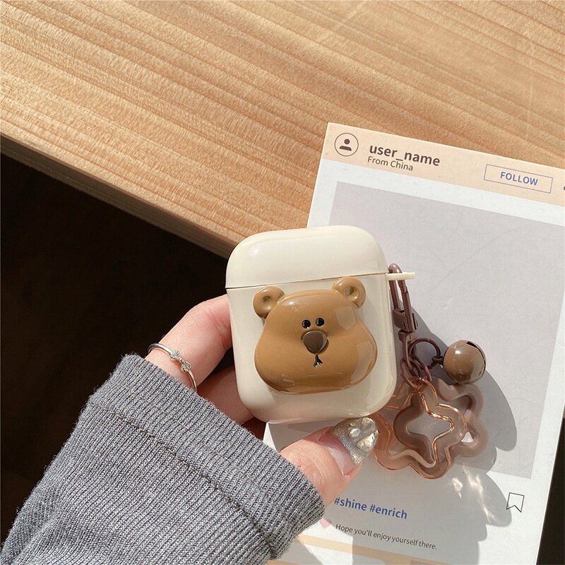 イヤフォンケース｜ハンドメイド・五角星・鈴・シリコン製・適用・AirPods Pro・AirPods 3・AirPods 4・かわいい・小熊デザイン|undefined