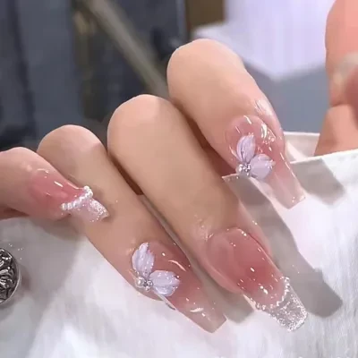ネイルチップ｜手作り・光療・着用ネイル・桜・ミルクゼリー・使い回し可能・ネイルシール・取り外し可能