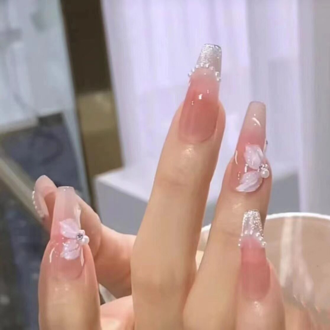 ネイルチップ｜手作り・光療・着用ネイル・桜・ミルクゼリー・使い回し可能・ネイルシール・取り外し可能|undefined