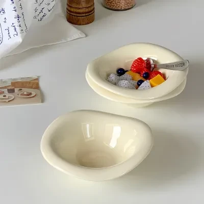 Merry Kitchen サラダボウル｜食洗機対応・電子レンジ対応・クリーム色・陶器製・アデザートボウル・フルーツボウル・高級感・ヨーグルトボウル・アイスクリームボウル・おしゃれ