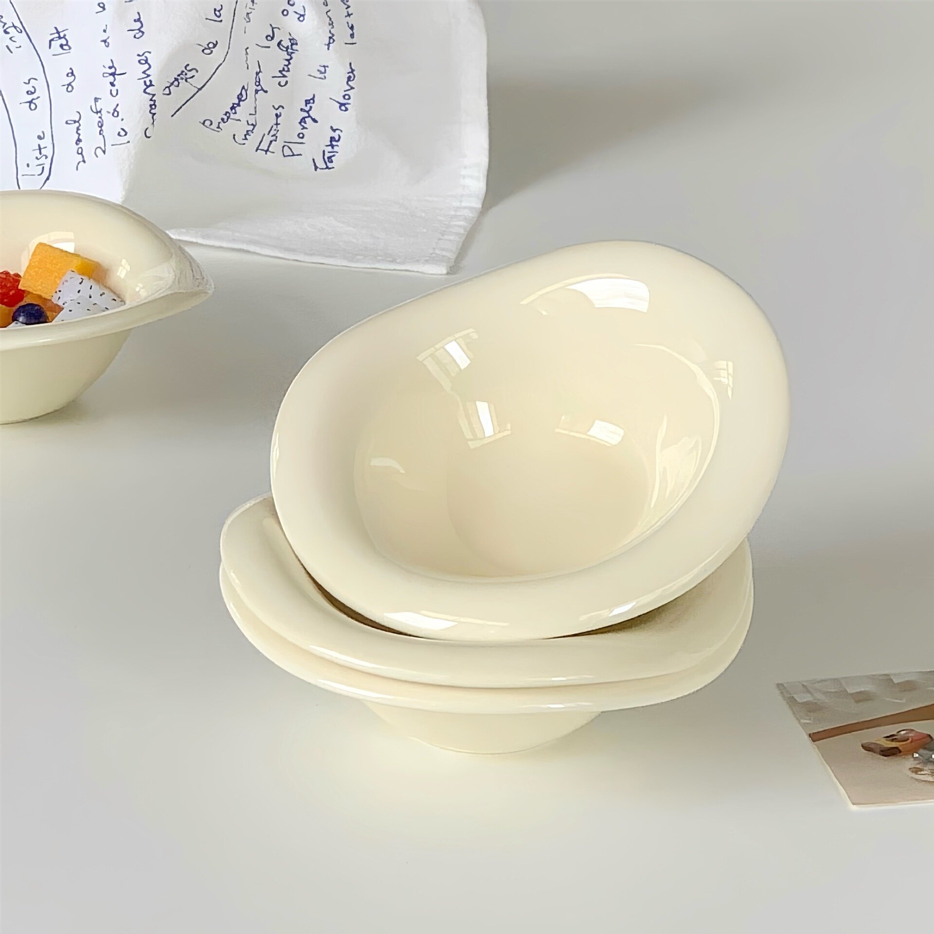 サラダボウル｜食洗機対応・電子レンジ対応・クリーム色・陶器製・アデザートボウル・フルーツボウル・高級感・ヨーグルトボウル・アイスクリームボウル・おしゃれ|undefined
