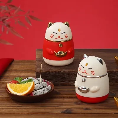 爪楊枝入れ｜新年・招き猫・プッシュ式・爪楊枝ケース・リビング・高デザイン・自動ポップアップ・カートゥーン